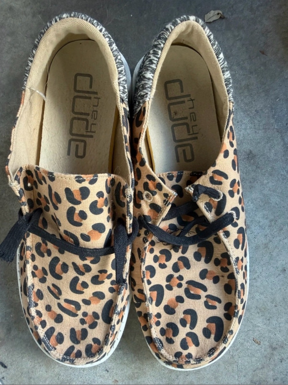 Hey Dude Leopard Print Canvas Sneakers - Tan & Black